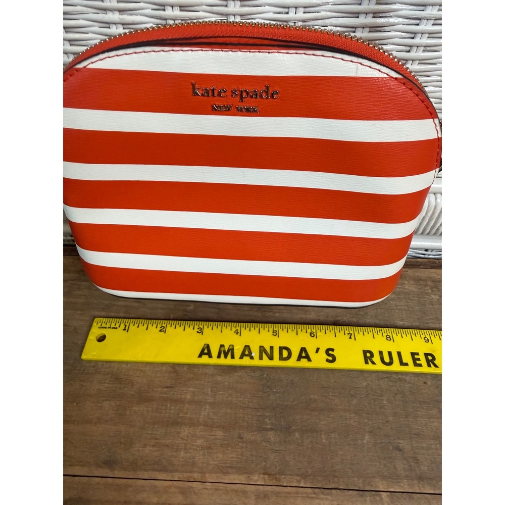 Kate Spade Orange White Striped Dome Crossbody Bag Gold Chain J183 - Picture 11 of 13